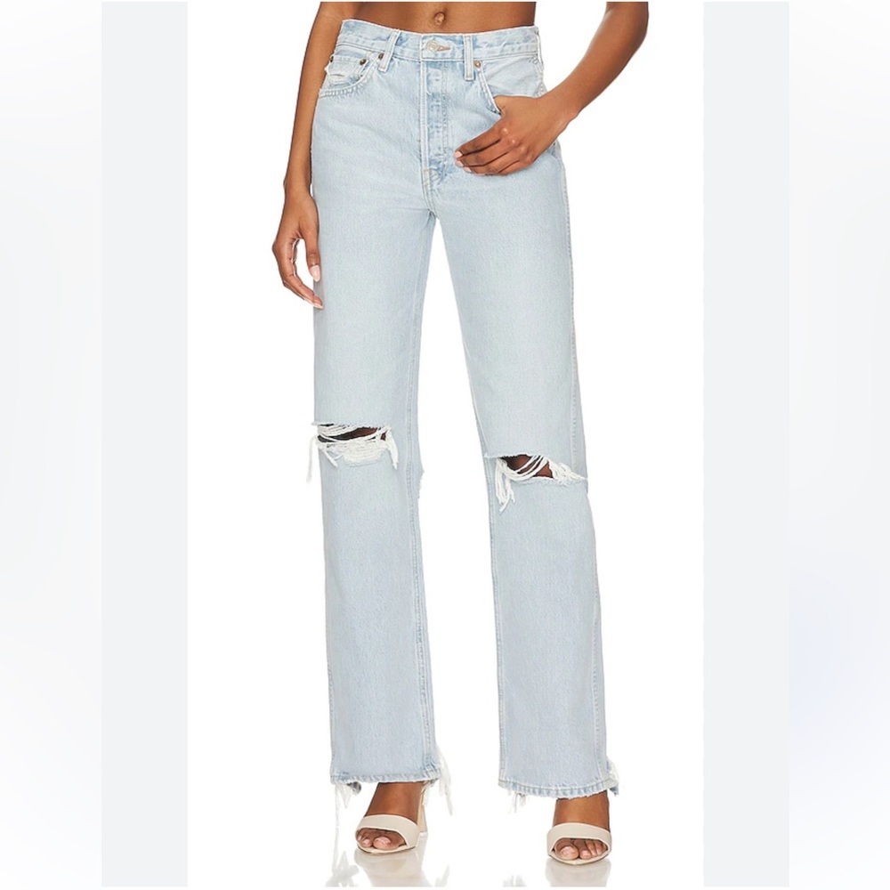NWT RE/DONE Womens 90s High Rise Loose Jeans in Nu Disco Destroy Wash Size 32